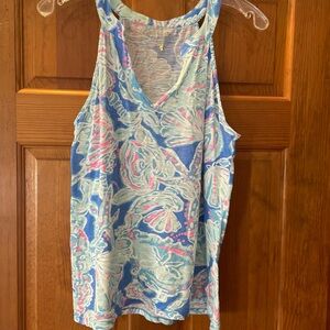 Lilly Pulitzer Women's Blue and Pink Tank Top